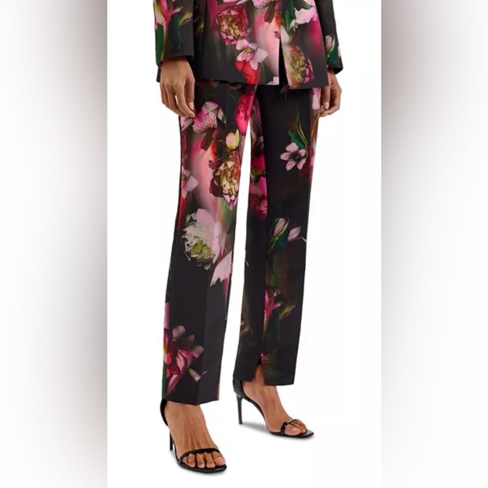 NWT Ted Baker Floral Print Black Pants size 4